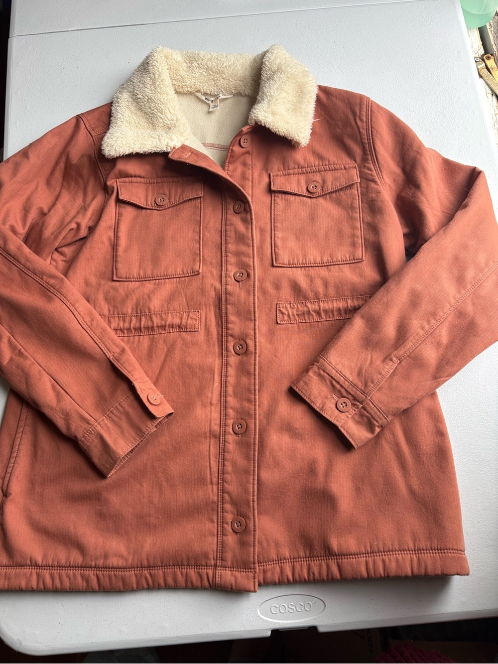 Hang Ten Rust-Orange Jacket with Cream Sherpa Collar